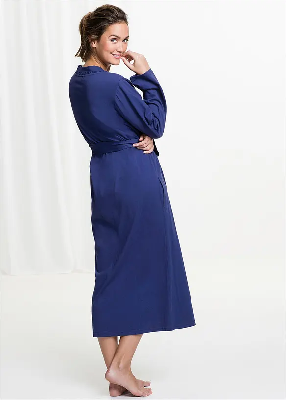 Bademantel aus Shirtqualität in blau von hinten (Totalaufnahme) - bonprix