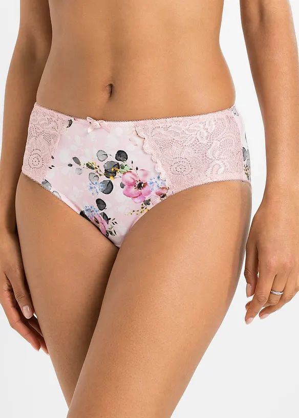 Maxislip mit zarter Spitze (2er Pack) in rosa von vorne - bonprix