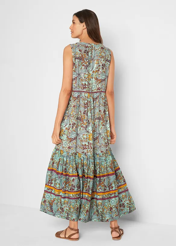Maxikleid aus fließender Viskose in grün von hinten (Totalaufnahme) - bonprix
