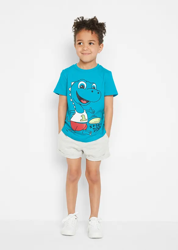 T-Shirt und Shorts (2-tlg.Set) in blau von vorne (Totalaufnahme) - bonprix