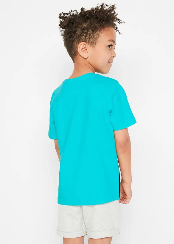 T-Shirt (2er Pack) aus reiner Bio-Baumwolle in blau von hinten (im Anschnitt) - bonprix