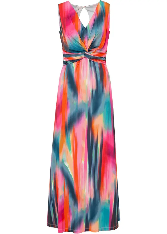 Maxikleid mit Knotendetail in pink von vorne - bonprix