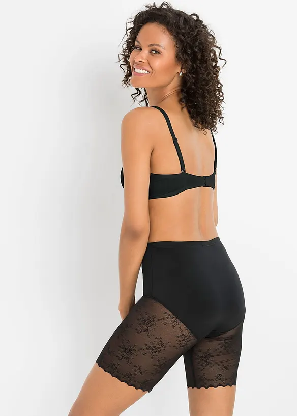 Medium Shape-Radlerhose mit Spitze in schwarz von hinten (Totalaufnahme) - bonprix