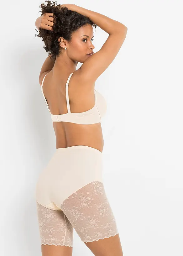 Medium Shape-Radlerhose mit Spitze in beige von hinten (Totalaufnahme) - bonprix