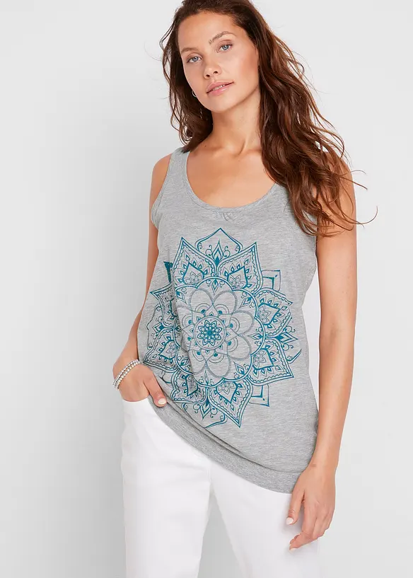 Tanktop aus leichtem Jersey in grau von vorne (im Anschnitt) - bonprix Tanktop aus leichtem Jersey in grau von vorne (im Anschnitt) - bonprix