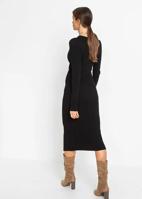 Strickkleid aus Viskose-Mix in schwarz von hinten (Totalaufnahme) - bonprix Strickkleid aus Viskose-Mix in schwarz von hinten (Totalaufnahme) - bonprix