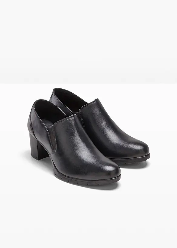 Hochfrontpumps aus Leder in schwarz - bonprix