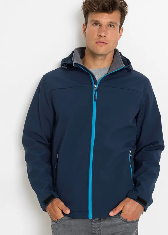 Wasserabweisende Softshelljacke in blau von vorne (im Anschnitt) - bonprix