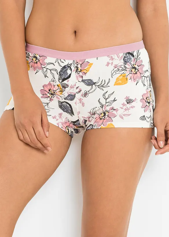 Boxer mit Bio-Baumwolle und mit Knöpfen (4er Pack) in weiß von vorne - bonprix