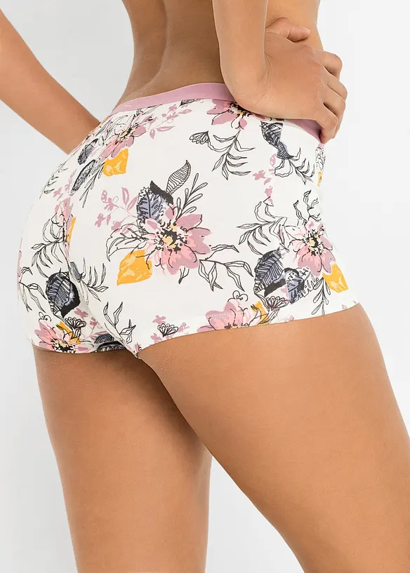 Boxer mit Bio-Baumwolle und mit Knöpfen (4er Pack) in weiß von hinten - bonprix