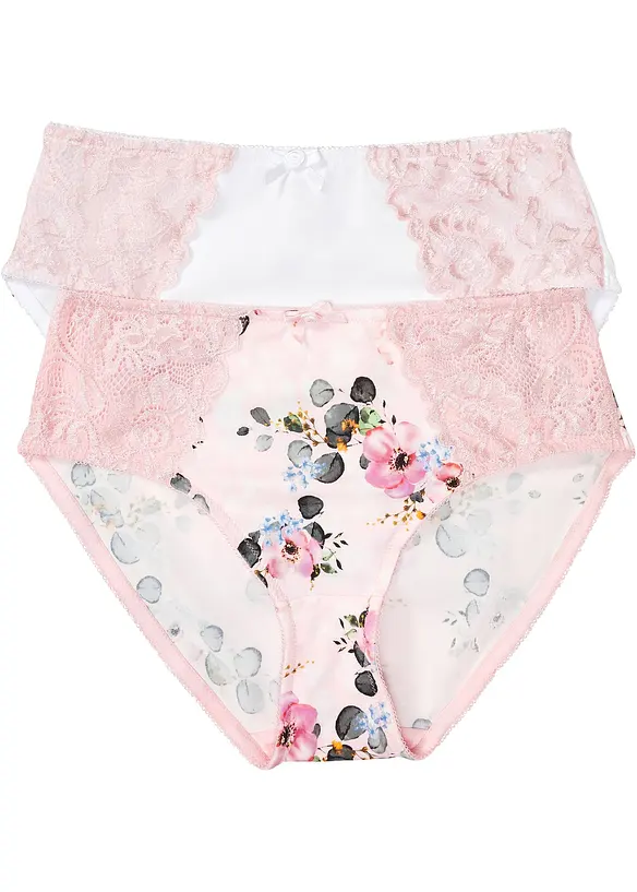 Maxislip mit zarter Spitze (2er Pack) in rosa von vorne - bonprix