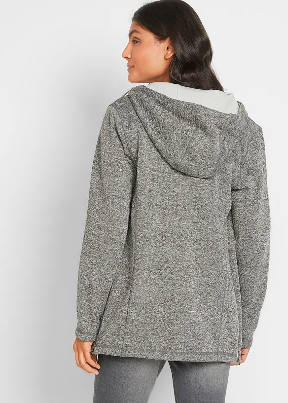 2-in-1 Umstands- und Tragejacke aus Strickfleece in grau von hinten (im Anschnitt) - bonprix