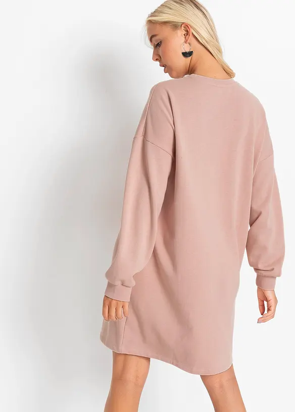 Oversized Sweatkleid in rosa von hinten (Totalaufnahme) - bonprix