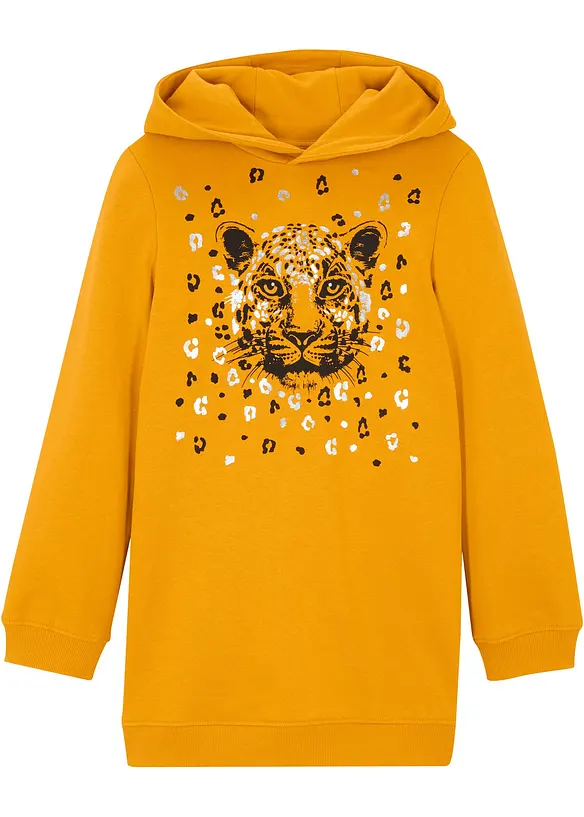 Hoodie aus reiner Bio-Baumwolle in orange von vorne - bonprix