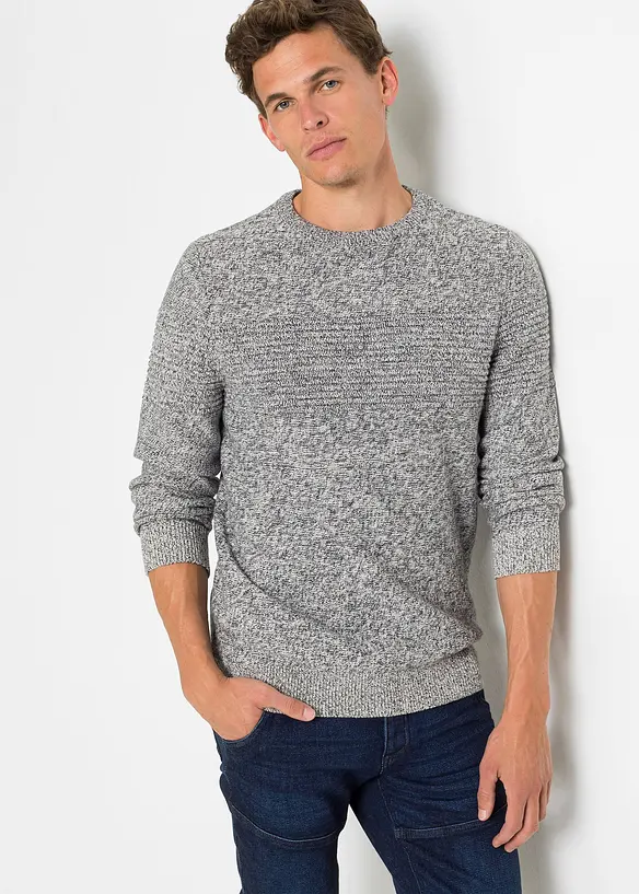 Pullover aus reiner Baumwolle in grau von vorne (im Anschnitt) - bonprix