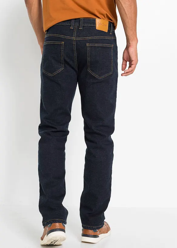 Thermo Classic-Fit-Jeans mit wärmendem Fleecefutter in blau von hinten - bonprix