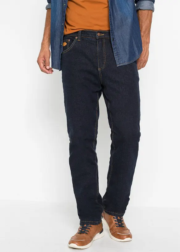 Thermo Classic-Fit-Jeans mit wärmendem Fleecefutter in blau von vorne - bonprix