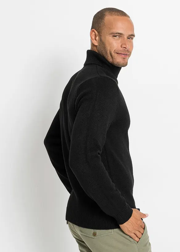 Rollkragenpullover in Regular Fit in schwarz von hinten (im Anschnitt) - bonprix