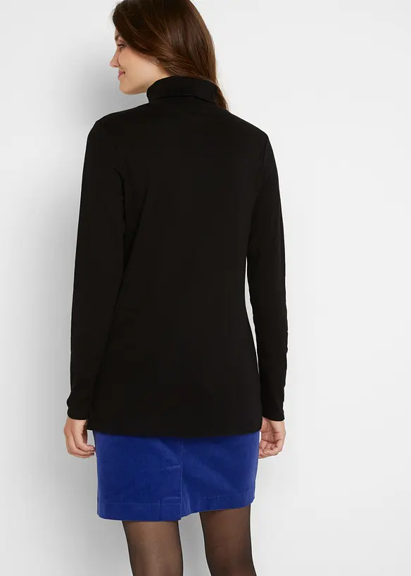 Rollkragenshirt aus reiner Baumwolle in schwarz von hinten (im Anschnitt) - bonprix Rollkragenshirt aus reiner Baumwolle in schwarz von hinten (im Anschnitt) - bonprix