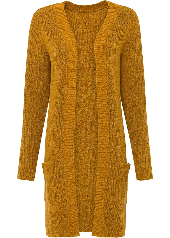 Longstrickjacke in orange von vorne - bonprix