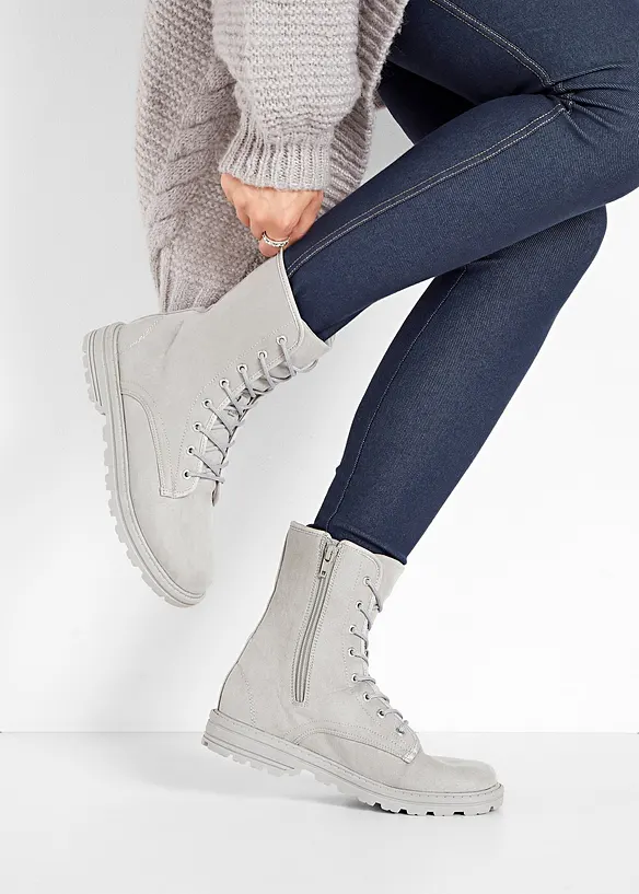 Schnürboots mit Profilsohle in grau - bonprix