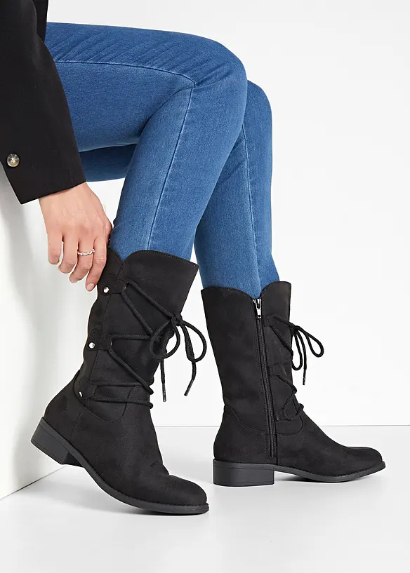 Schnürstiefel in schwarz - bonprix
