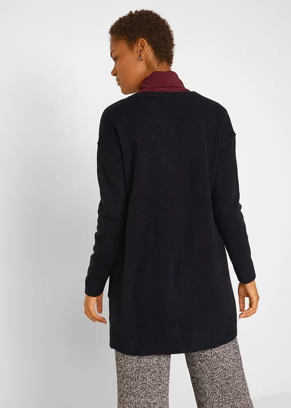 Longstrickjacke in schwarz von hinten (im Anschnitt) - bonprix