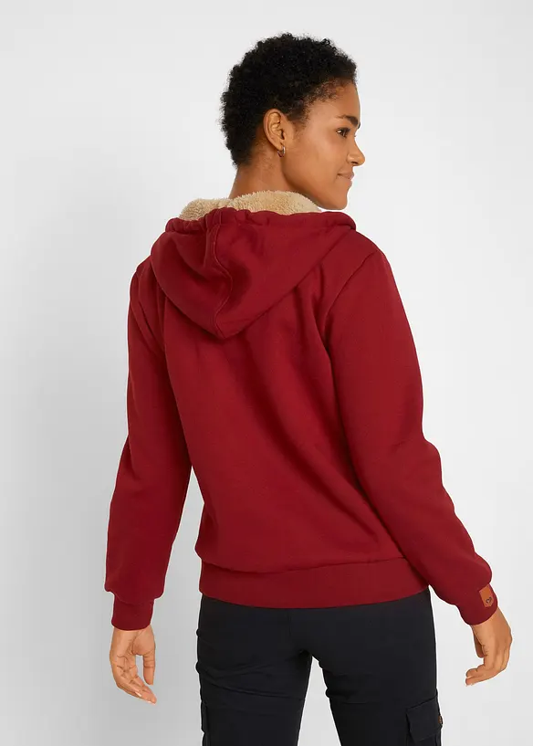 Kapuzen-Sweatjacke mit Teddyfutter in rot von hinten (im Anschnitt) - bonprix Kapuzen-Sweatjacke mit Teddyfutter in rot von hinten (im Anschnitt) - bonprix