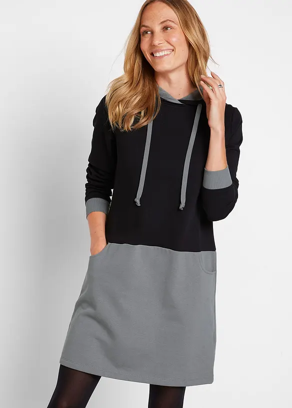 Sweatkleid in schwarz von vorne (Totalaufnahme) - bonprix Sweatkleid in schwarz von vorne (Totalaufnahme) - bonprix