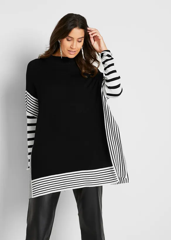 Longpullover in schwarz von vorne (im Anschnitt) - bonprix