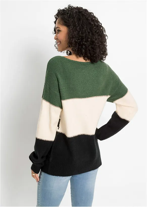 Oversize-Pullover mit U-Boot-Ausschnitt in schwarz von hinten (im Anschnitt) - bonprix