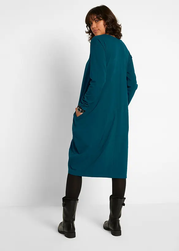 Jerseykleid in O-Shape in petrol von hinten (Totalaufnahme) - bonprix