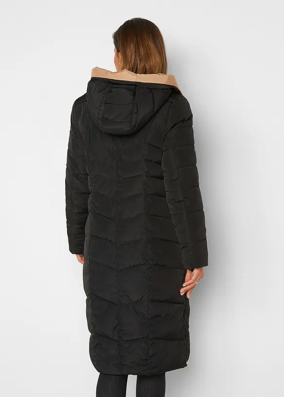 Wende-Steppmantel in schwarz von hinten (Totalaufnahme) - bonprix