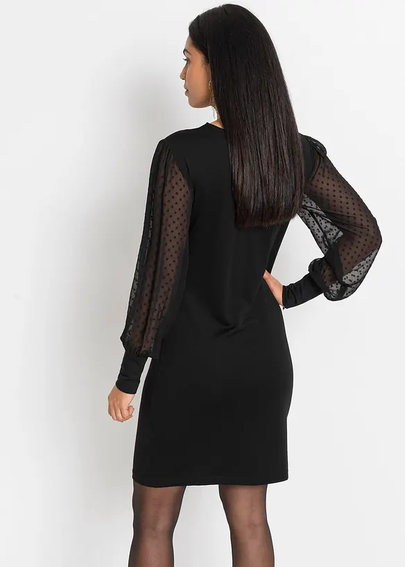 Jerseykleid aus Viskose-Mix in schwarz von hinten (Totalaufnahme) - bonprix
