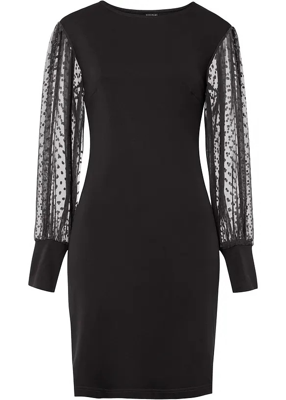 Jerseykleid aus Viskose-Mix in schwarz von vorne - bonprix