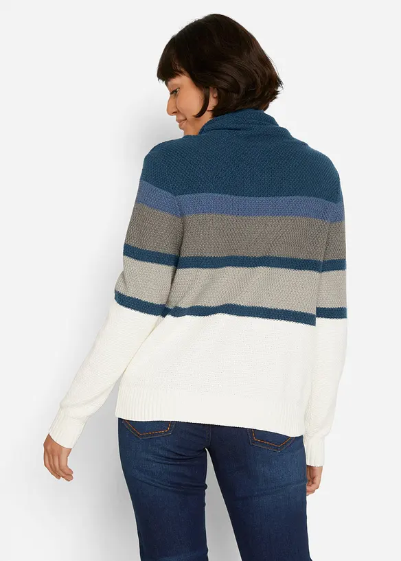 Pullover mit Schlauchkragen aus reiner Baumwolle in blau von hinten (im Anschnitt) - bonprix Pullover mit Schlauchkragen aus reiner Baumwolle in blau von hinten (im Anschnitt) - bonprix