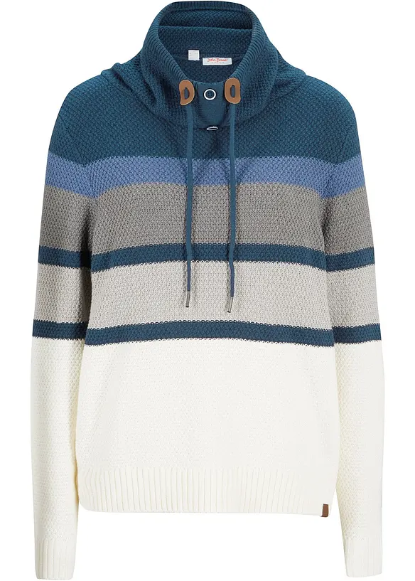 Pullover mit Schlauchkragen aus reiner Baumwolle in blau von vorne - bonprix Pullover mit Schlauchkragen aus reiner Baumwolle in blau von vorne - bonprix
