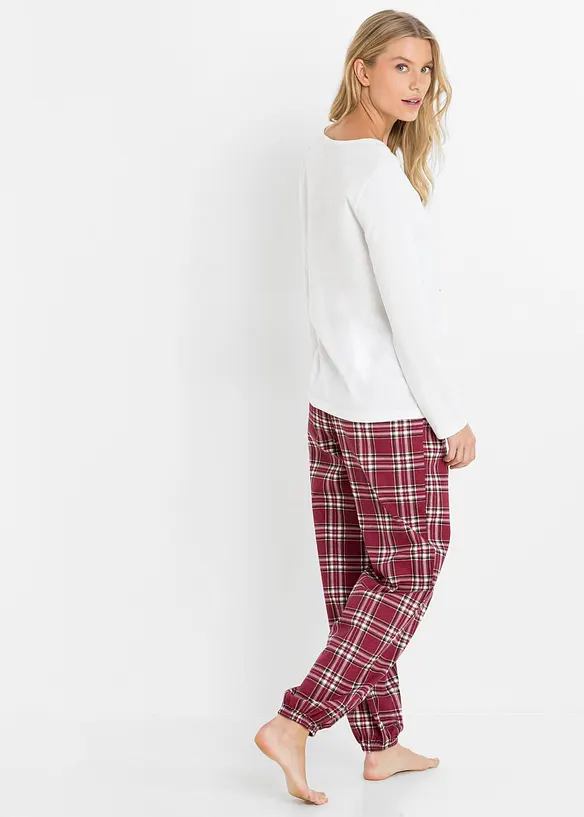 Pyjama aus reiner Bio-Baumwolle in weiß von hinten (Totalaufnahme) - bonprix