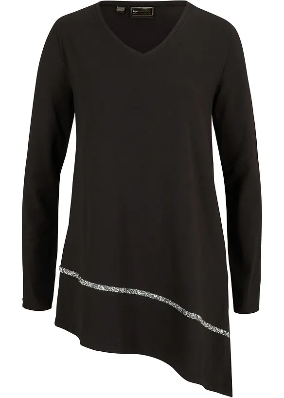 Longshirt aus leichtem Jersey in schwarz von vorne - bonprix