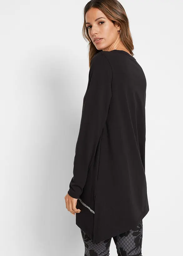 Longshirt aus leichtem Jersey in schwarz von hinten (im Anschnitt) - bonprix