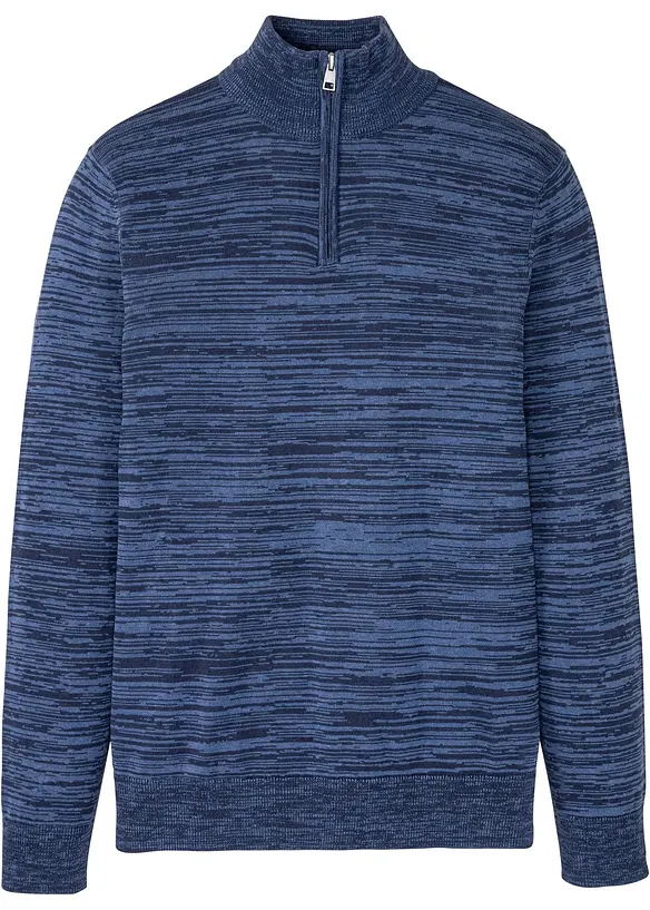 Troyer Pullover mit Baumwolle in blau von vorne - bonprix