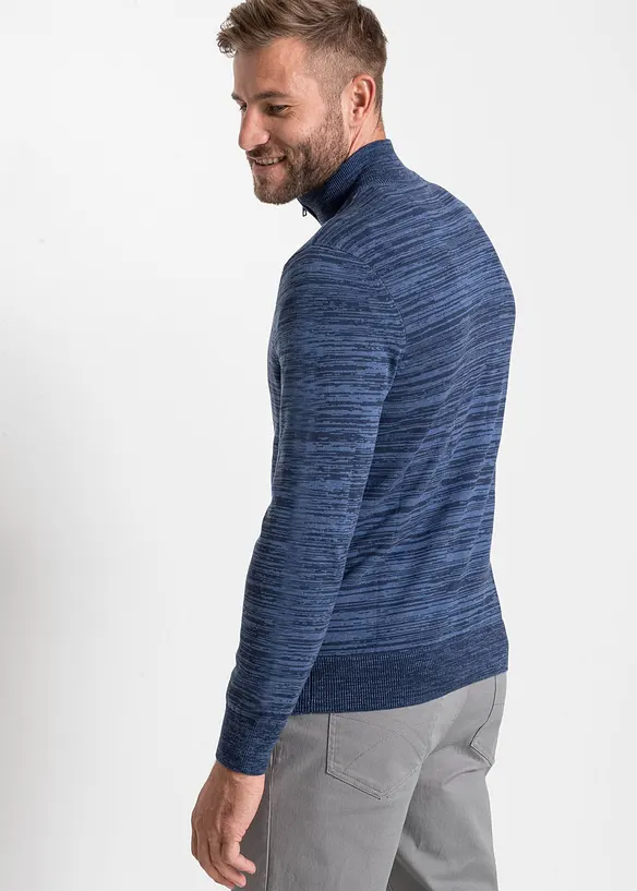 Troyer Pullover mit Baumwolle in blau von hinten (im Anschnitt) - bonprix