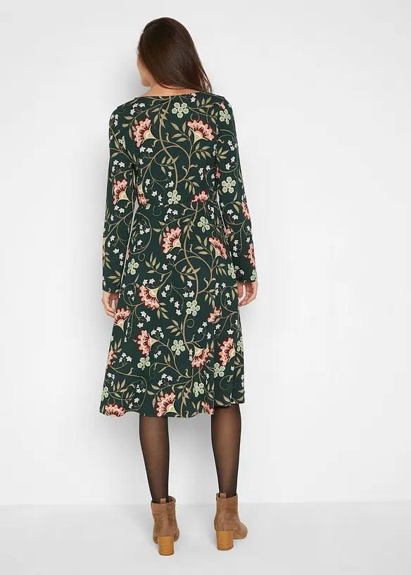 Baumwoll-Jerseykleid in Wickeloptik in grün von hinten (Totalaufnahme) - bonprix Baumwoll-Jerseykleid in Wickeloptik in grün von hinten (Totalaufnahme) - bonprix