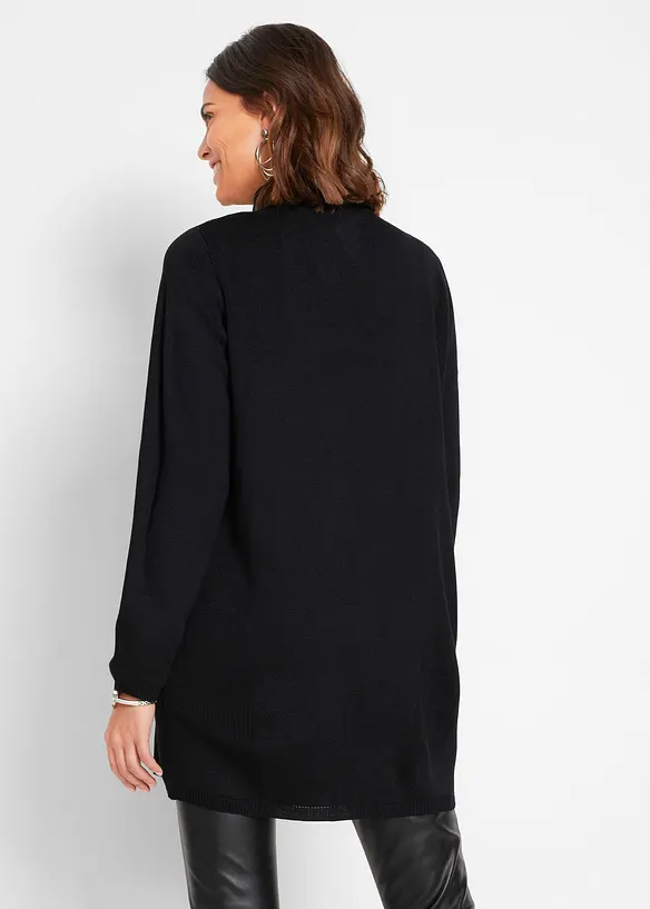Longstrickjacke mit Nietendetails in schwarz von hinten (im Anschnitt) - bonprix