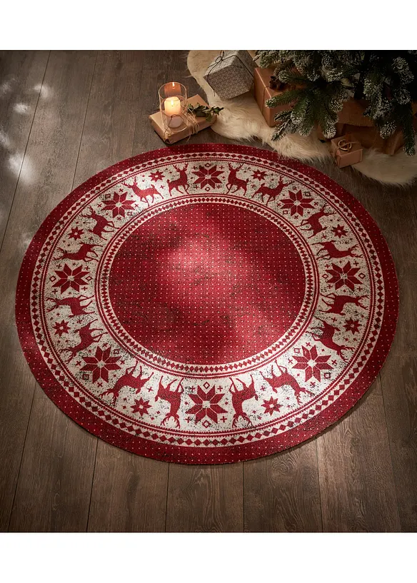 Runder Teppich mit Weihnachtsmotiv in rot (Ambiente) - bonprix