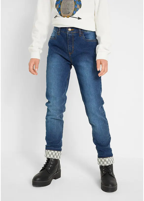 Thermojeans mit Flanellfutter in blau von vorne - bonprix