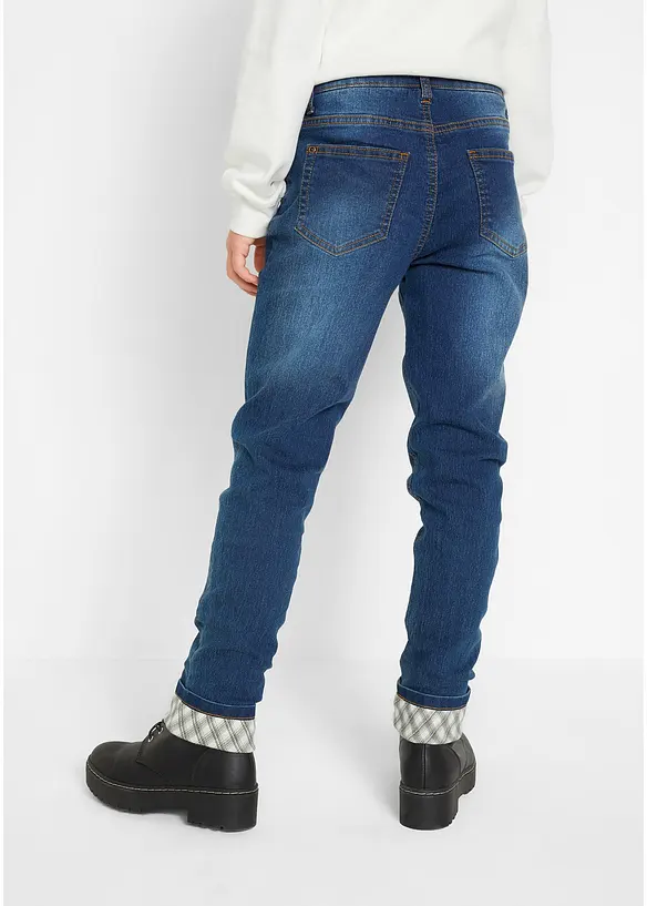 Thermojeans mit Flanellfutter in blau von hinten - bonprix