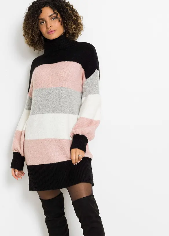 Strickkleid in schwarz von vorne (im Anschnitt) - bonprix