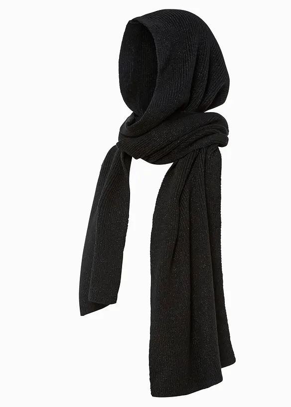 Kapuzenschal mit Glitzereffekt in schwarz von vorne - bonprix