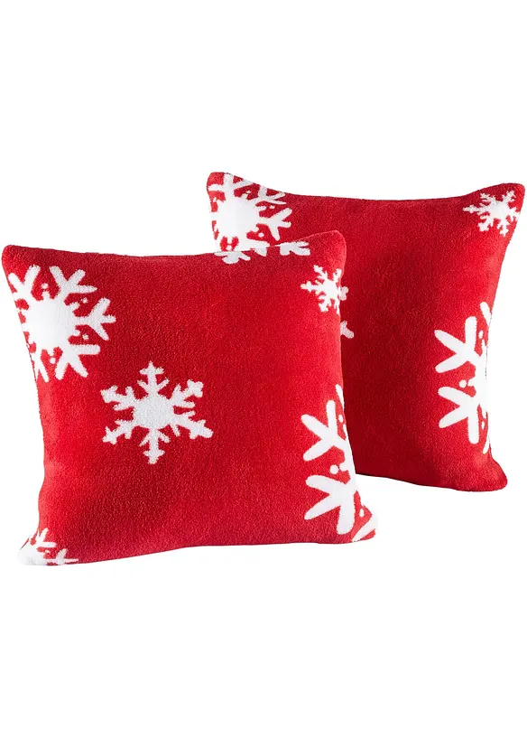 Kuscheldecke mit Schneeflocken in rot - bonprix